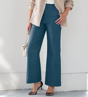 BELLUNA（ベルーナ）の「キレイ色が続く！直線美脚ワイドデニムパンツ（ワイドパンツ・ガウチョ）」｜ブルー