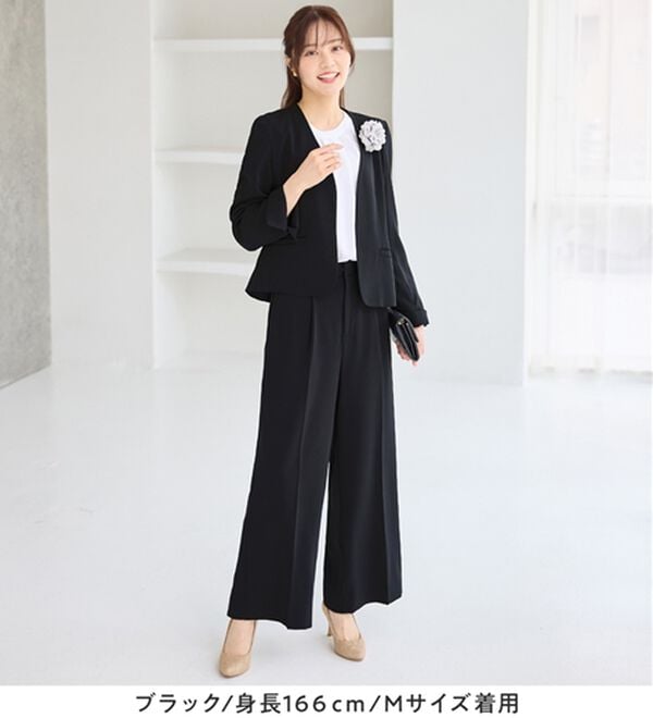 alotta（アロッタ）の「【ブラウス付き３点セット】洗える！多機能セットスーツ（パンツスーツ）」｜詳細画像