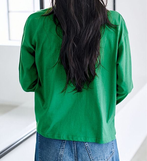 RANAN（ラナン）の「【選べる袖丈】ひんやり！＜BC＞綿100％プチハイネックＴシャツ（カットソー）」｜詳細画像