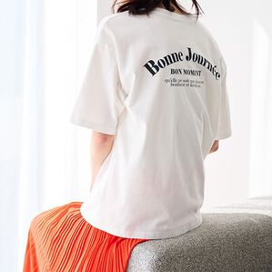 RANAN（ラナン）の「プリントロゴＴシャツ（カットソー）」｜ホワイト&times;ブラック(バックロゴ)