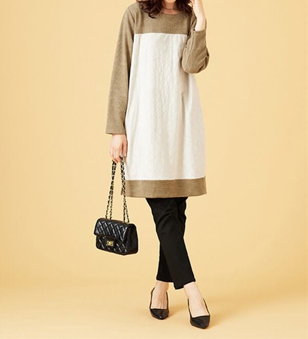 BELLUNA（ベルーナ）の「【Ｌａｇｒｉｌｕａ】異素材切替キルトステッチ風チュニック（チュニック）」｜詳細画像