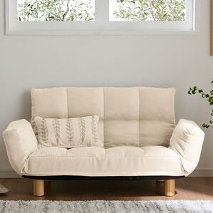 iellio（イエリオ）の「コンパクト脚付ふかふかカウチソファ　ＬＩＲＡＫＵ＜コンパクトソファ・ローソファ・１人掛け・２人掛け・一人暮らし・新生活＞（ソファ）」｜ファブリックアイボリー