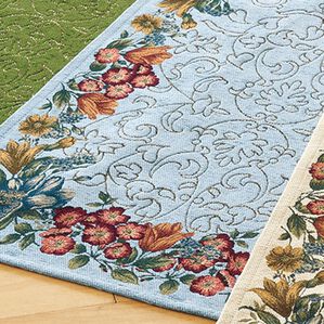 「イタリア製ジャカード織マット　＜エリシール＞（玄関マット）」｜ライトブルー