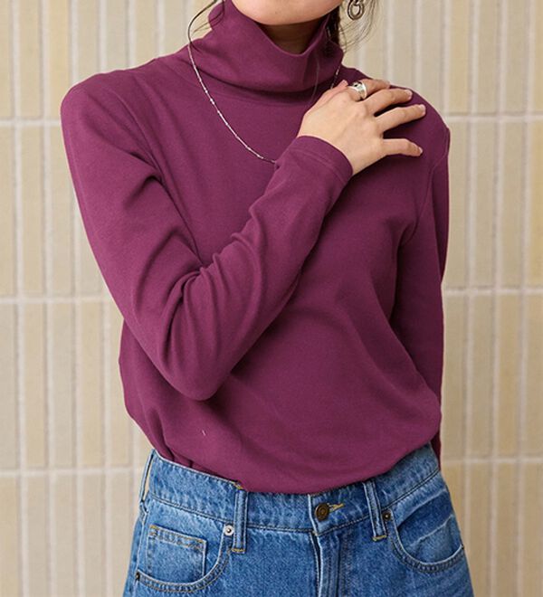 選べる衿】肌に優しい綿100％暖か発熱素材プルオーバー＜ベルホット