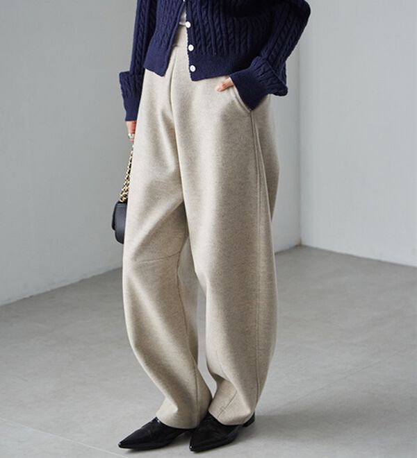 RANAN（ラナン）の「フェイクウールバレルレッグカーブパンツ（フルレングスパンツ）」｜詳細画像