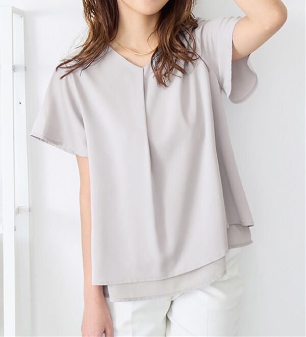 alotta（アロッタ）の「シフォンレイヤードＶネックブラウス（ブラウス）」｜詳細画像