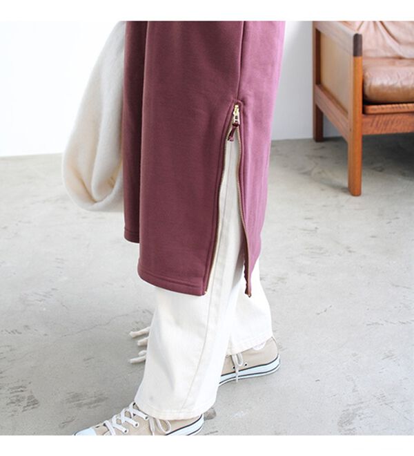 GeeRA（ジーラ）の「裏起毛裾ファスナーパーカーワンピース（カットソーワンピース）」｜詳細画像