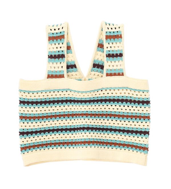 GeeRA（ジーラ）の「かぎ針編み風カラーニットビスチェ（ベスト）」｜詳細画像