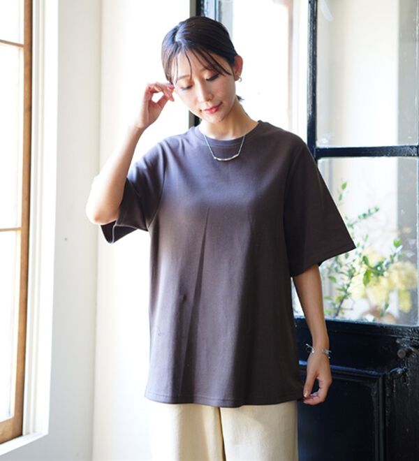 A HAPPY MARILYN（アハッピーマリリン）の「【Ｍ～８Ｌ／選べるシルエット・袖丈】綿混ベーシックＴシャツ（Tシャツ）」｜詳細画像