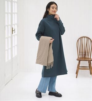 BELLUNA（ベルーナ）の「あったかキレイ！大人のこだわりワンピース（カットソーワンピース）」｜ダークグリーン