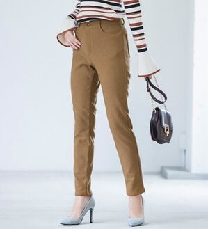 RANAN（ラナン）の「＋１０度素材！蓄熱保温裏起毛ストレッチスリムパンツ（フルレングスパンツ）」｜ベージュ