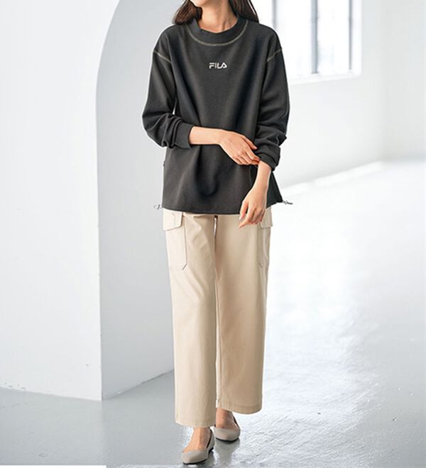 BELLUNA（ベルーナ）の「＜ＦＩＬＡ＞裏起毛ワッフルプルオーバー（カットソー）」｜詳細画像