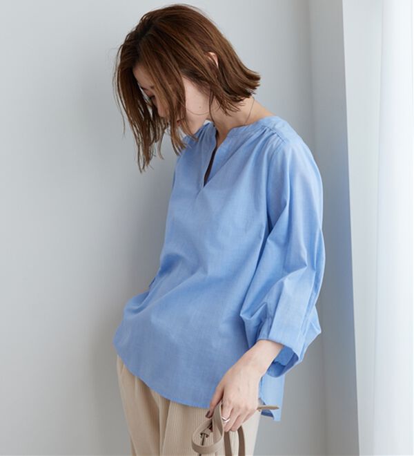 BELLUNA（ベルーナ）の「杢調素材袖タックデザインブラウス（ブラウス）」｜詳細画像