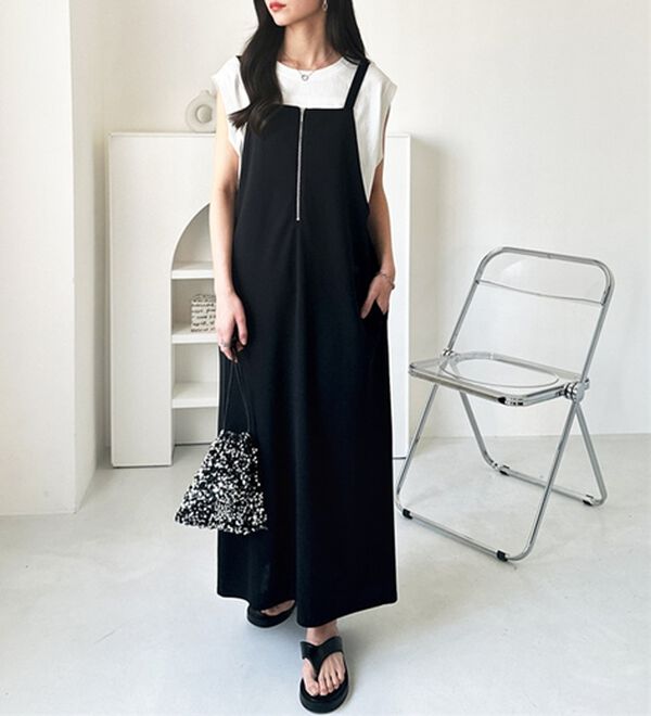 GeeRA（ジーラ）の「ハーフジップキャミワンピース（カットソーワンピース）」｜詳細画像