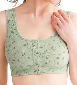 「【３色組】綿混のやさしい前開きプリントブラ（ノンワイヤーブラ）」｜詳細画像