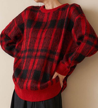 RANAN（ラナン）の「チェック柄ふんわり起毛ニット（チュニック）」