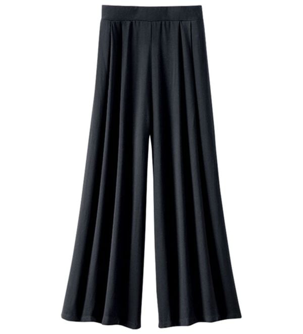 BELLUNA（ベルーナ）の「ひんやり冷感レーヨン素材カラーガウチョパンツ（ワイドパンツ・ガウチョ）」｜黒