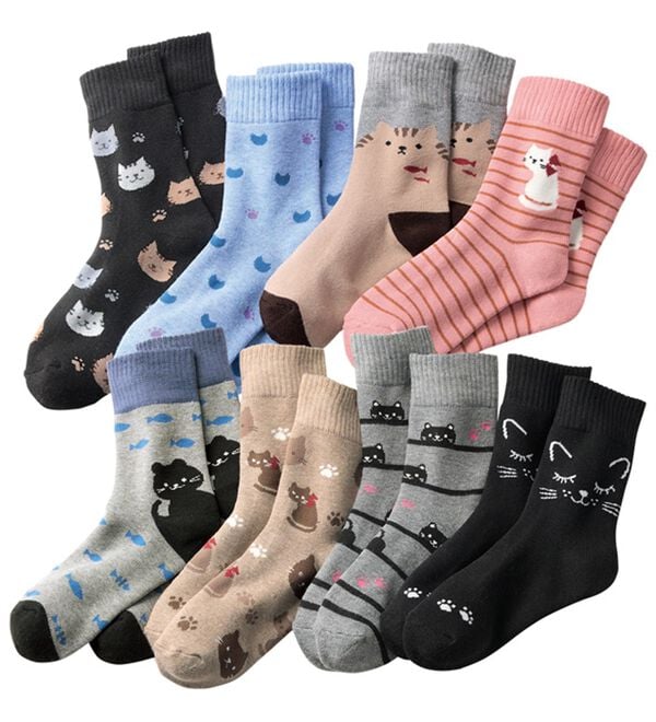 8足組】ネコちゃんパイルであったか靴下 - ベルーナ【公式】