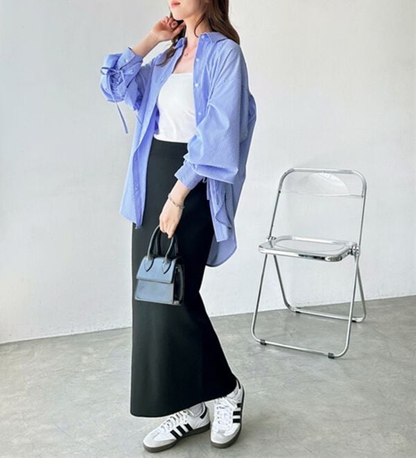 GeeRA（ジーラ）の「きれいシルエットで動きやすい！スポンディッシュニットスカート（ロングスカート）」｜詳細画像