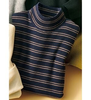 ルフラン（ルフラン）の「重ね着にぴったり！ミセスの為のリブニット（ニット・セーター）」｜ネイビーボーダー