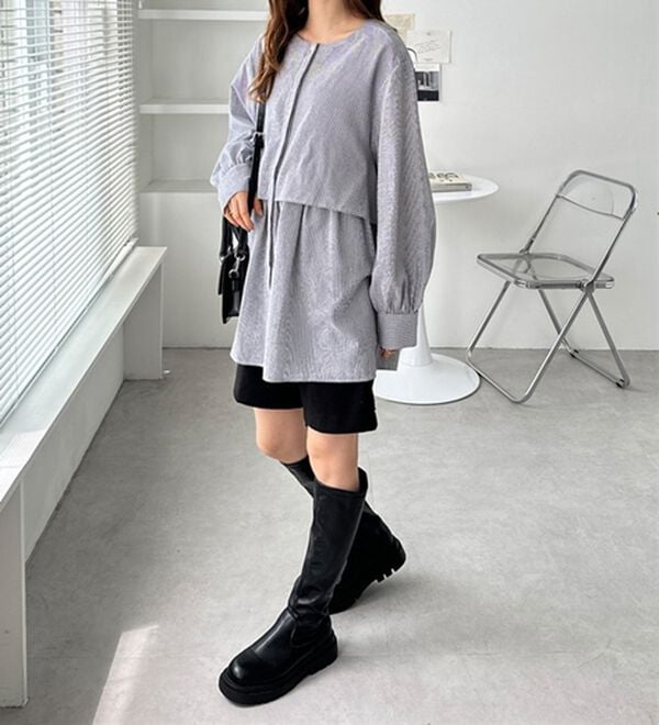 GeeRA（ジーラ）の「羽織にもなる！ペプラムシャツチュニック（チュニック）」｜詳細画像