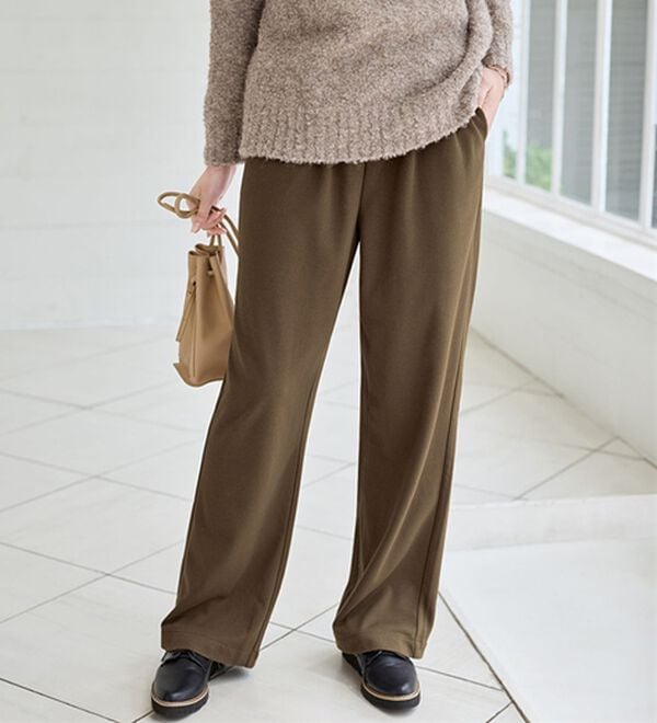 BELLUNA（ベルーナ）の「【メルティポンチ】ドレープイージーパンツ（ワイドパンツ・ガウチョ）」｜モカ