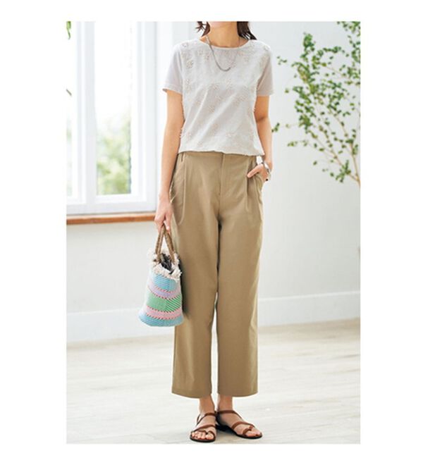 BELLUNA（ベルーナ）の「綿麻混ゆったりパンツ（フルレングスパンツ）」｜詳細画像