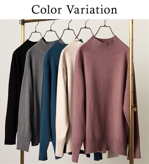 BELLUNA（ベルーナ）の「トレーナーがカジュアルすぎる方に！洗えるリブハイネックニット（ニット・セーター）」｜詳細画像