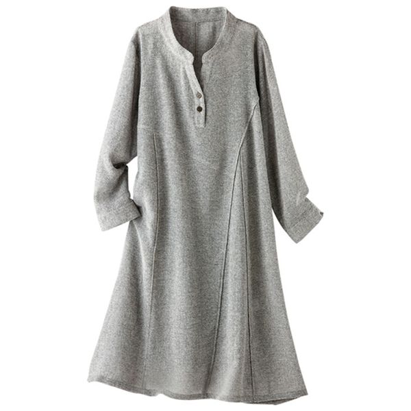 BELLUNA（ベルーナ）の「ウール混ガーゼ素材杢調切替チュニック（チュニック）」｜杢グレー