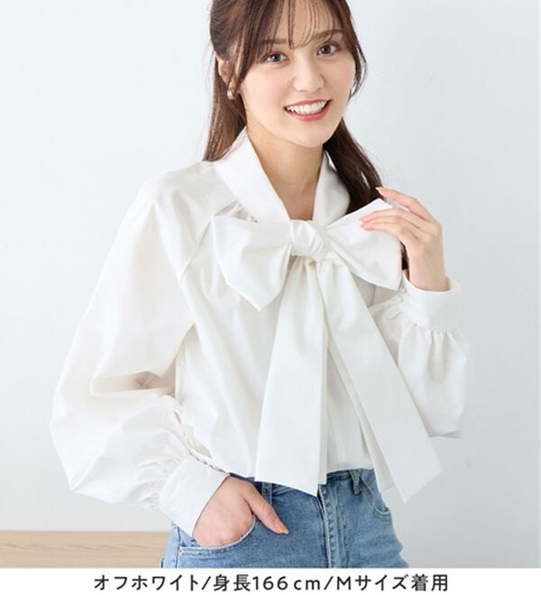 alotta（アロッタ）の「前後２ＷＡＹボウタイデザインシャツブラウス（ブラウス）」｜詳細画像