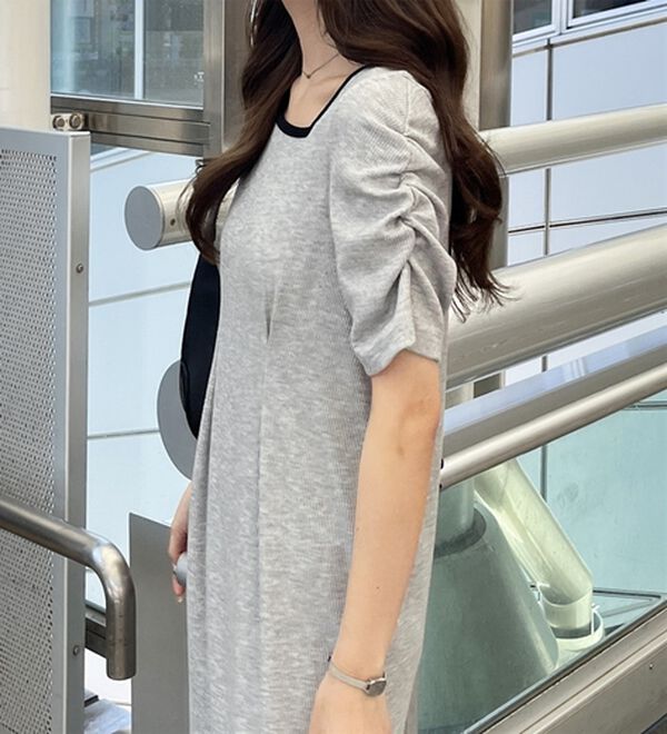 GeeRA（ジーラ）の「バックオープン配色リブワンピース（その他ワンピース）」｜詳細画像