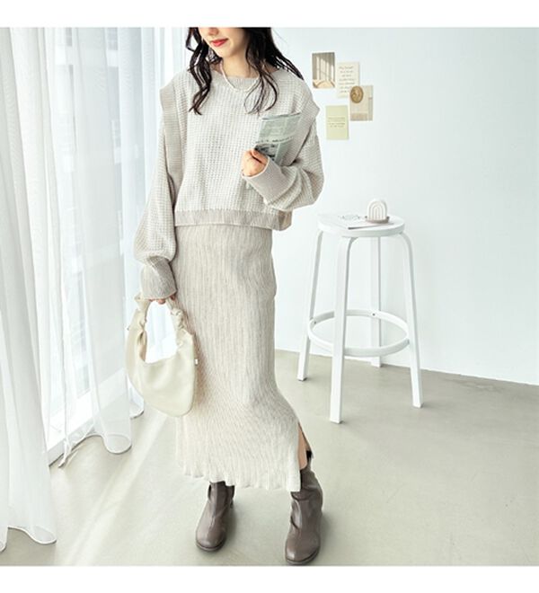 GeeRA（ジーラ）の「レイヤード２点セットワンピース（ニットワンピース）」｜詳細画像