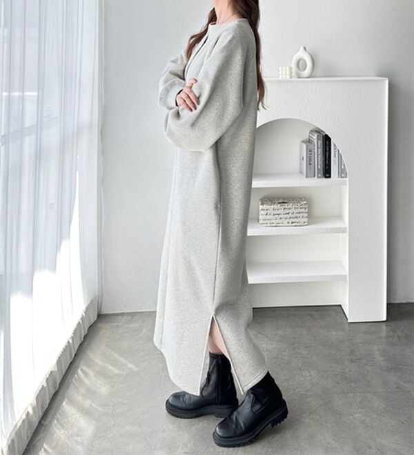 GeeRA（ジーラ）の「前後２ＷＡＹハーフジップ裏起毛スウェットワンピ―ス（その他ワンピース）」｜詳細画像