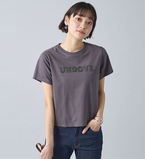 BELLUNA（ベルーナ）の「【UNDOVE】綿１００％ツイードロゴショート丈Ｔシャツ（Tシャツ）」｜詳細画像