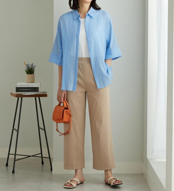 BELLUNA（ベルーナ）の「のびのびストレッチ美脚ストレートパンツ（ワイドパンツ・ガウチョ）」｜詳細画像