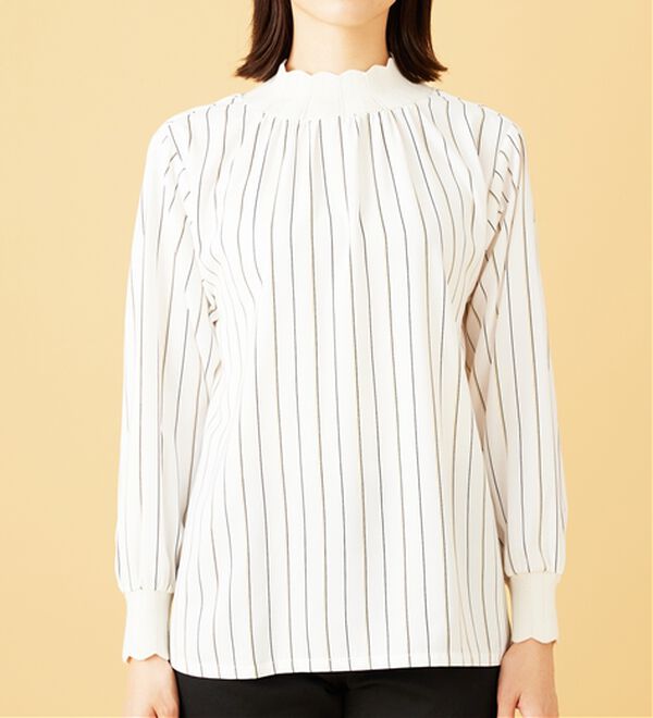 BELLUNA（ベルーナ）の「衿＆袖ニット使い美人顔ブラウス（ブラウス）」｜詳細画像