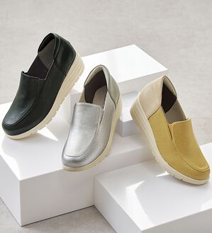 ルフラン（ルフラン）の「４Ｅ美脚見せ異素材使いスリッポンシューズ（スリッポン）」｜詳細画像