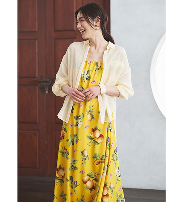 RANAN（ラナン）の「トロピカルプリントギャザーキャミワンピ（プリントワンピース）」｜詳細画像