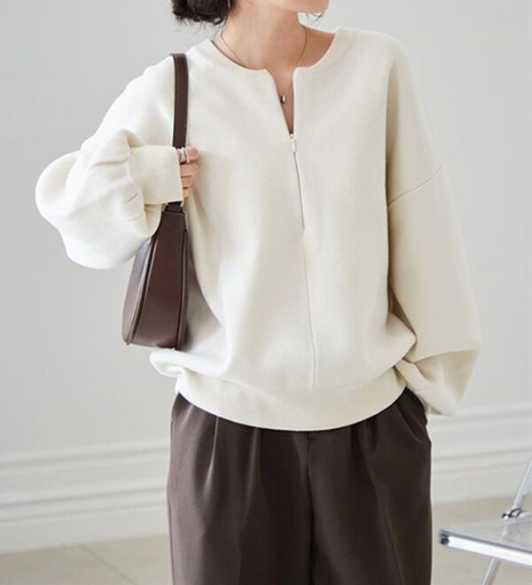 RANAN（ラナン）の「ハーフジップスウェットライクニット（ニット・セーター）」｜詳細画像