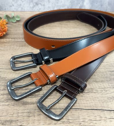 「【EDWIN】紳士牛床革Sステッチ35ベルト（メンズベルト）」