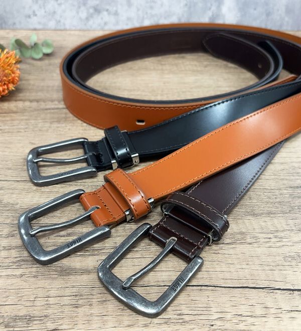 「【EDWIN】紳士牛床革Sステッチ35ベルト（メンズベルト）」｜詳細画像