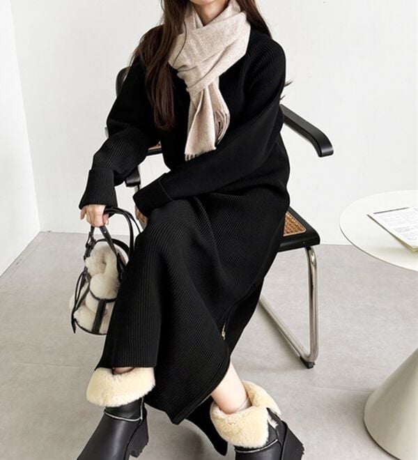 GeeRA（ジーラ）の「裾ファスナースリットニットワンピース（ニットワンピース）」｜詳細画像