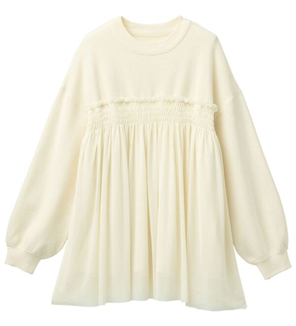 RANAN（ラナン）の「洗える！ビスチェ風チュールドッキングニット＜ムースタッチライト＞（ニット・セーター）」｜詳細画像