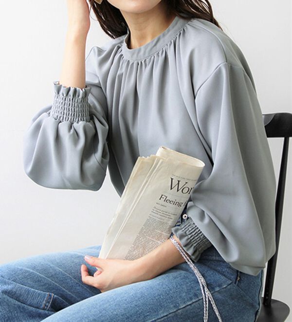 GeeRA（ジーラ）の「ハイネックギャザーバルーンスリーブブラウス（ブラウス）」｜詳細画像