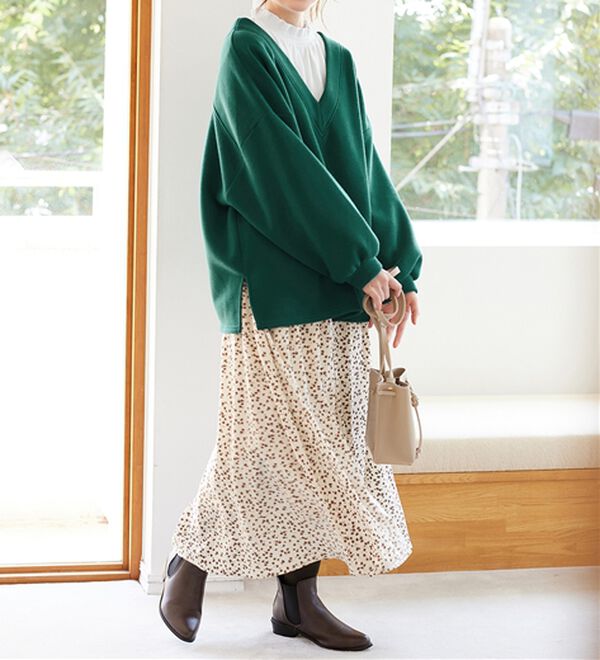 Viola e Viola（ヴィオラ エ ヴィオラ）の「あったか裏起毛Ｖネックチュニック（チュニック）」｜詳細画像