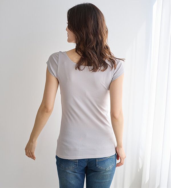 LAVIENNE（ラヴィエンヌ）の「【汗かきさん必見！】涼感サラッと快適汗取り半袖インナー＜さらりラボ＞（肌着・インナーウェア）」｜詳細画像