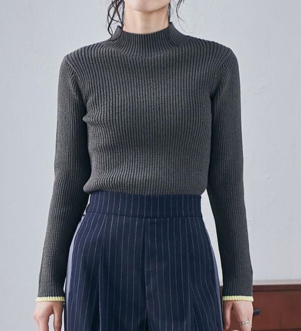 RANAN（ラナン）の「もちもちリブパイピングハイネックニット（ニット・セーター）」｜詳細画像