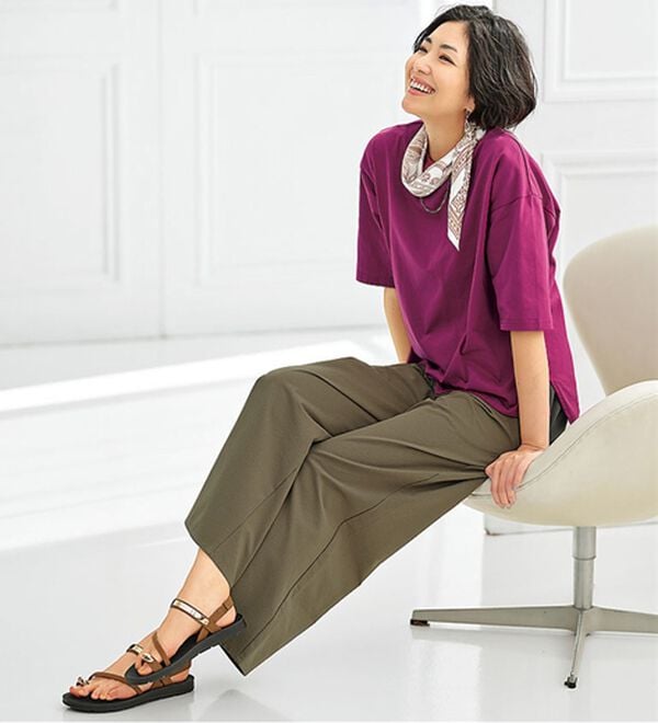 BELLUNA（ベルーナ）の「エアリーサッカー素材ワイドパンツ（ワイドパンツ・ガウチョ）」｜詳細画像