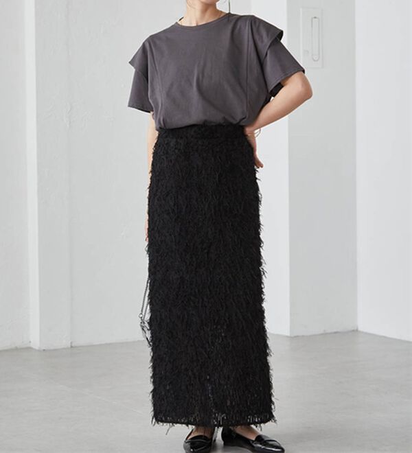 RANAN（ラナン）の「【ひんやり】華奢見えラッフルショルダーTシャツ（カットソー）」｜詳細画像