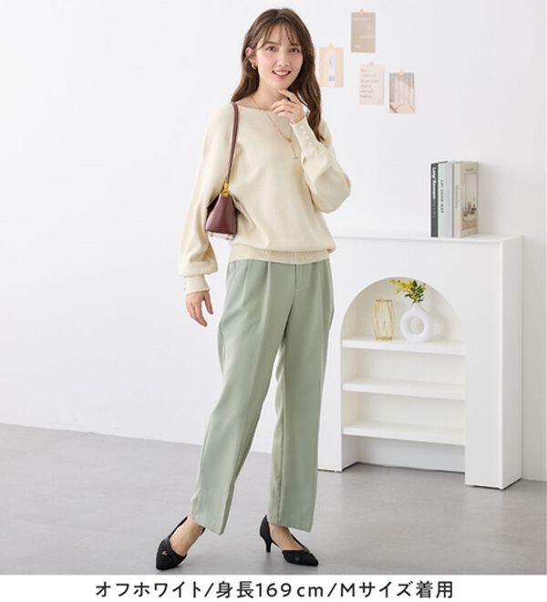 alotta（アロッタ）の「綿１００％のやさしい着心地　ゆったり袖パールトップス（ニット・セーター）」｜詳細画像